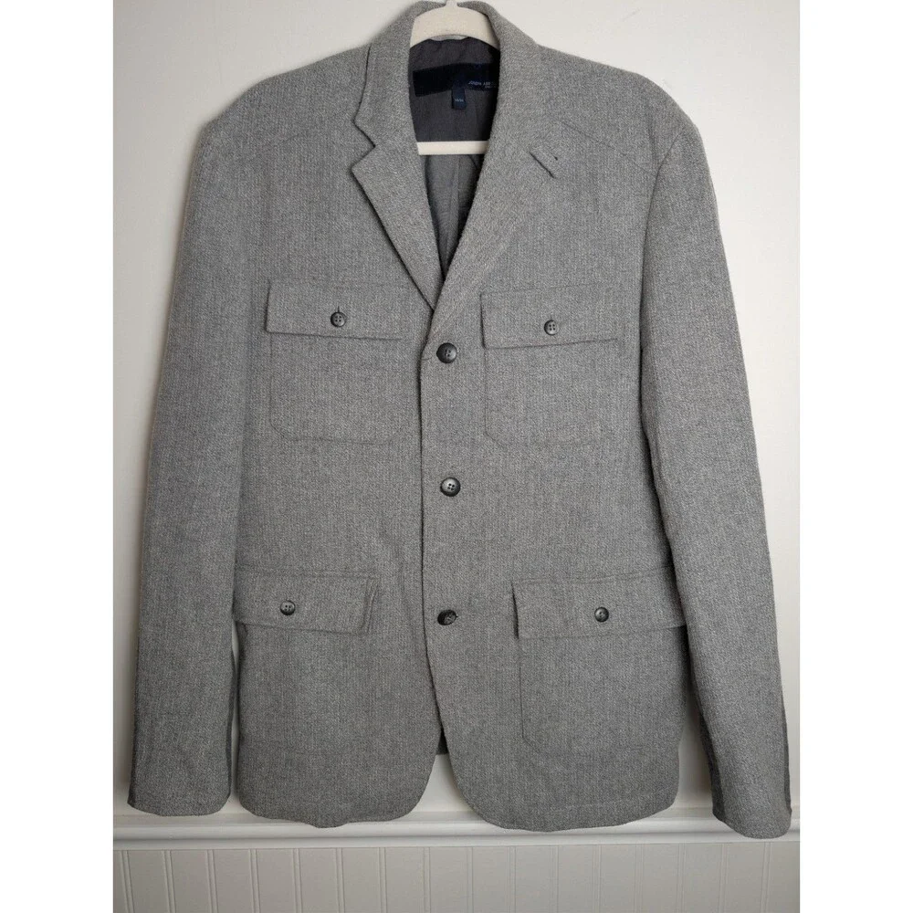 Joseph Abboud Collection Gray Wool Blend Safari Jacket Sport Coat Blazer Size M